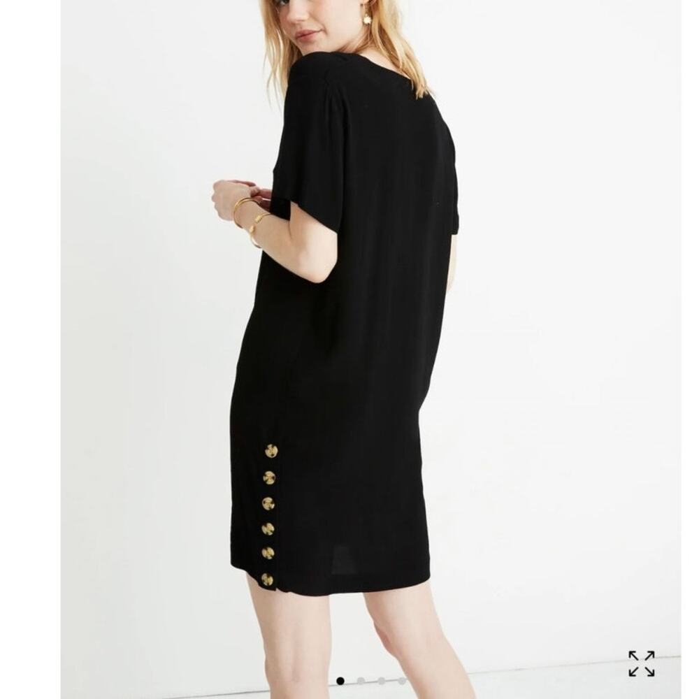 Madewell NWT Black Gauzy Side Button Easy Dress Size XS